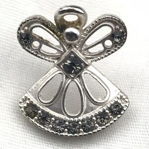 DM Angel Pin Brooch Silver Tone Jeweled Faceted Stones Elegant Statement